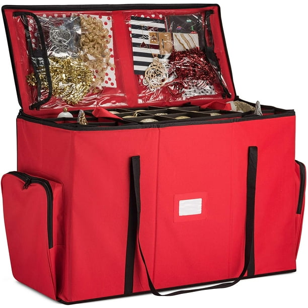 Adjustable Top, Christmas Ornament Storage Stores Up To 64 Holiday Ornaments